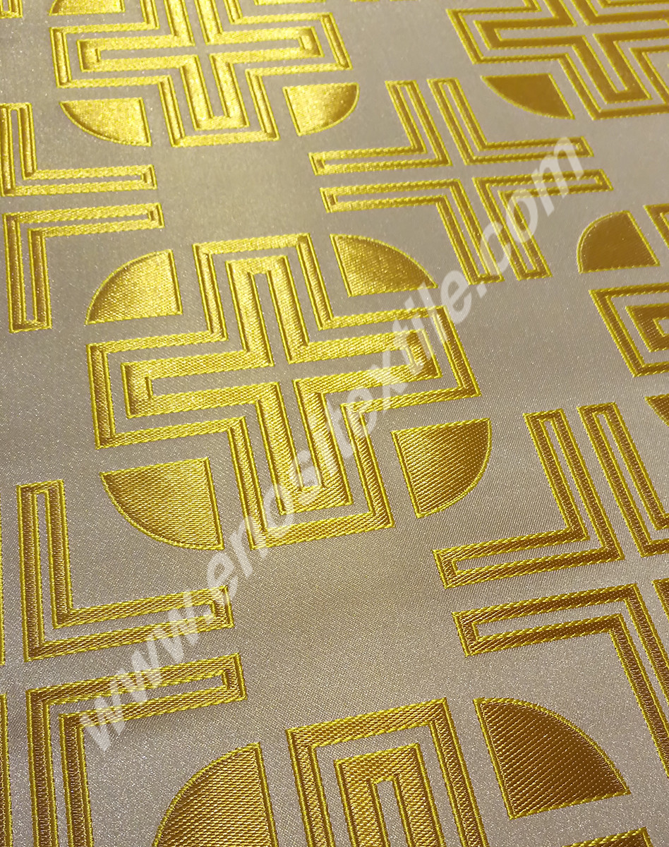 KL-008 White-Gold Brocade Fabrics